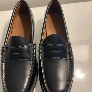 J. Crew Factory Black Leather Slip-On Loafers